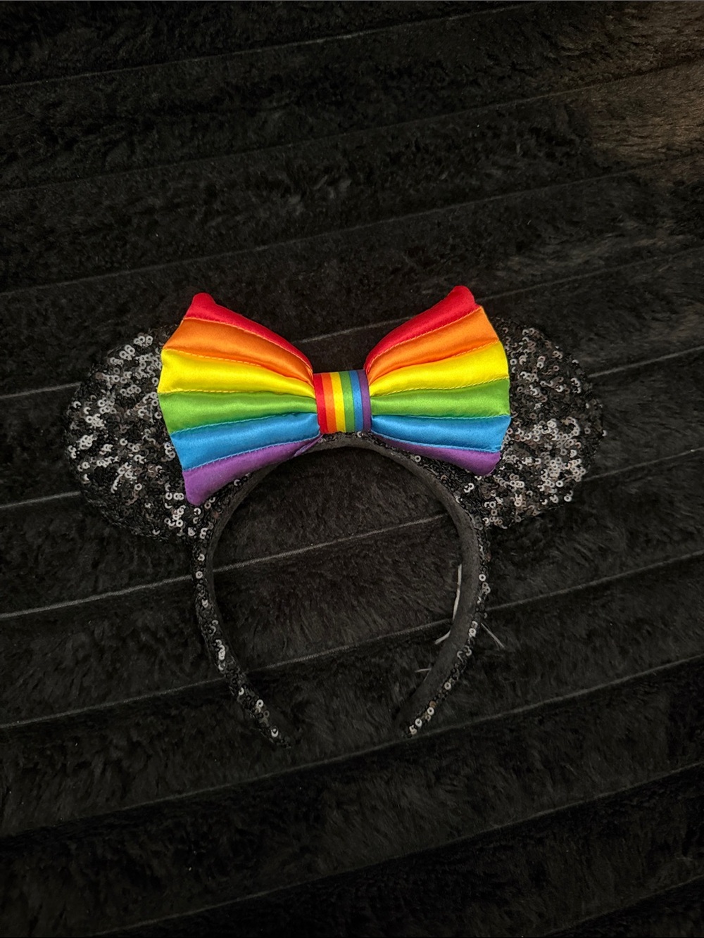 Disney Rainbow Bow Sequin Minnie Ears Headband